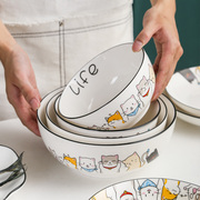 北欧家用陶瓷米饭碗单个大号，汤碗泡面碗汤盆可爱个性创意餐具套装