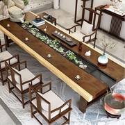 新中式流水实木桌椅组合休闲养鱼泡茶桌，内外循环功夫会客河流茶台