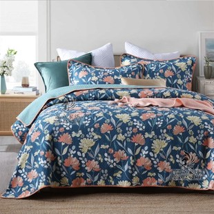 欧式床盖三件套夏季高端双面两用榻榻米，炕罩垫美式绗缝z被夹棉床