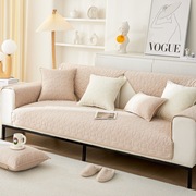 冬季毛绒沙发垫纯色奶油风卡通小熊，沙发套保暖防滑盖布冬天款坐垫
