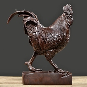 黑檀木雕鸡摆件十二生肖风水 家居摆设实木雕刻工艺品乔迁