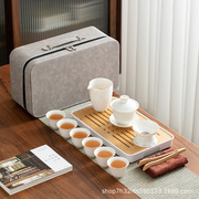 羊脂玉白瓷茶具套装全套功夫茶杯羊脂玉茶具旅行茶具LOGO