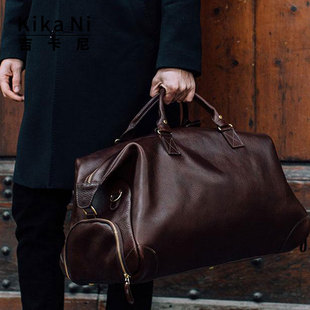英伦复古轻奢旅行袋男士品质手工真皮手提包大容量商务斜挎旅行包