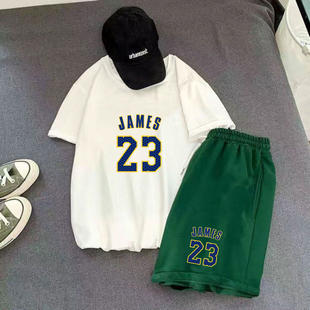 篮球运动套装男士夏季薄款一套搭配短袖t恤五分，短裤宽松休闲学生