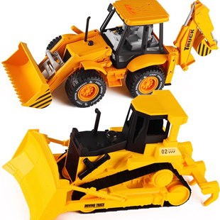 大号挖土带耙推土机双向铲车农场拖拉机儿童仿真工程汽车模型玩具