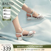 百思图夏季商场同款时尚休闲猪笼鞋粗跟女时装凉鞋TES01BL3