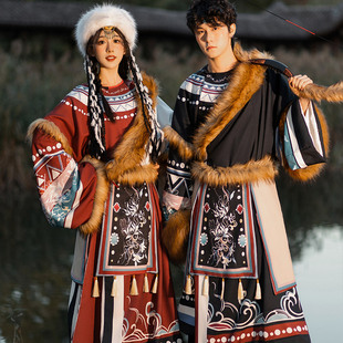 藏族服西藏藏袍少数民族舞蹈服藏装藏服长袍男女民族风情侣款