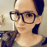 韩版潮男女款无镜片，眼镜架大框眼镜框非主流，豹纹素颜廋脸黑框