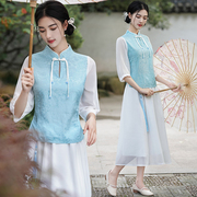 八周年店庆夏季新中式立领，短款旗袍上衣，日常复古文艺民国