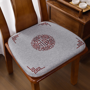 新中式刺绣餐桌椅子坐垫实木椅垫马蹄形家用餐椅坐垫防滑四季通用