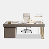 轻奢岩板书桌现代简约不锈钢钛金写字台办公桌书房家用高端电脑桌