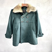 w.closet冬季中长女士羊毛，大衣长袖毛领绿色外套253716
