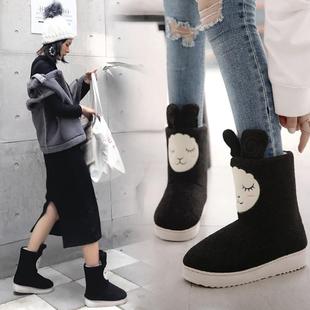 韩版棉拖鞋高帮女士家用冬可爱室内保暖厚底防滑家居，包跟雪地靴