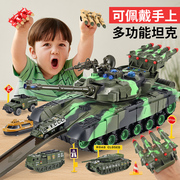 益智收纳坦克玩具车声光儿童玩具合金小车仿真军事模型可发射子弹