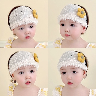 夏季薄款婴儿帽子新生儿胎帽女宝宝护囟门帽蕾丝，花边小公主空顶帽