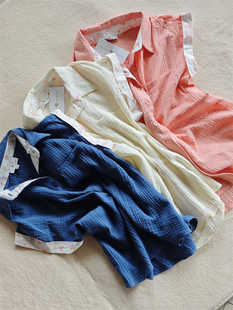 出口美国夏季透气纯棉棉纱纯色翻领，假2件短袖，t恤衫女小衫上衣