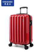 思慕尔纯pc拉链旅行箱，男登机箱红色拉杆箱，万向轮女行李箱2024寸