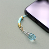 蓝色包包手机链小挂件挂饰可爱女卡通水滴形状琉璃创意清新钥匙挂