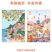 北欧小众城市风景客厅装饰画画心餐厅奶茶咖啡店挂画画芯不含画框