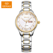 女镶钻手表钢带机械手瑞士全自动日历时尚圆形精钢国产腕表