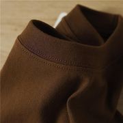 日系复古棕色t恤男女210g 咖啡色纯棉短袖巧克力色百搭圆领长袖潮