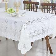 蕾丝桌布餐桌布针织，长方形镂空白色茶几刺绣布艺，欧式床头盖布桌垫