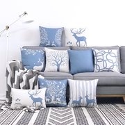 北欧风格麋鹿棉麻现代简约抱枕靠背靠垫客厅沙发靠枕抱枕套不含芯