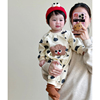 2024春季韩版婴儿可爱圆点卡通长袖连体衣，男女宝宝棉质爬服外出服