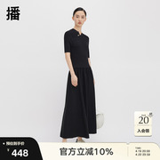 新中式播斜襟短袖，针织连衣裙女设计感中长款裙子ddq4ld5704