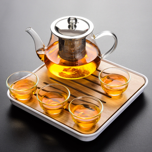 玻璃家用茶具套装小型办公室，过滤泡茶壶，耐高温单壶花茶壶冲茶水壶