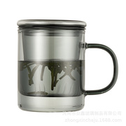 茶杯个人专用e日式玻璃杯三件套耐热茶水分离泡茶杯家用过滤花茶