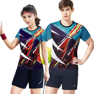 羽毛球服短袖上衣速干透气女健身跑步运动网球，比赛女t恤情侣套装