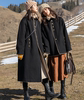 冬季赫本风羊羔毛牛仔(毛，牛仔)外套女流行复古中长款气质毛领加厚黑色大衣