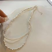 碎银系列 闪闪的双层珍珠项链女配饰锁骨链气质名媛复古网红颈链