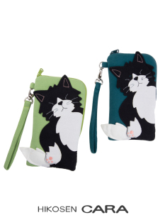 hikosencara卡拉猫手机包可爱(包可爱)帆布夹棉女酷罗猫猫糖果色女手拿包