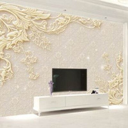 欧式电视背景墙壁纸客厅沙发简约大气壁布8D无缝环保浮雕影视墙画