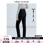 VEGA CHANG黑科技加绒小脚牛仔裤女冬装韩版显瘦高腰弹力九分裤子