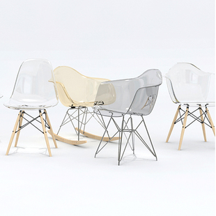 北欧透明网红餐椅家用伊姆斯桌椅亚克力梳妆凳咖啡奶茶店洽谈椅子