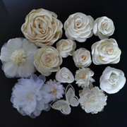 花海大世界白色绢花头饰，装饰花朵服饰，婚纱花辅料仿真花烧边花