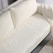 韩国高档柔软水晶绒沙发垫真皮布艺，北欧毛绒白色，秋冬沙发罩坐垫子