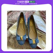 欧洲直邮SALVATORE FERRAGAMO 女士蓝色漆皮平底鞋 0592123