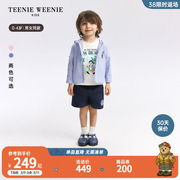 TeenieWeenie Kids小熊童装24年春男女宝宝条纹衬衫连帽外套