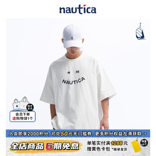 nautica白帆日系中性纯棉，logo圆领短袖t恤tw4112