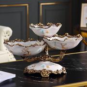 欧式水果盘麋鹿三层盘子树脂摆件家居装饰品客厅茶几工艺品果盘