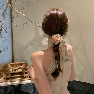 新中式花朵发圈女国风头绳发绳绑发汉服古风头花发饰头饰高级感