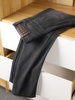 经典黑灰色 棉+麻赛尔新型面料夏季薄款男装牛仔裤直筒裤通勤长裤