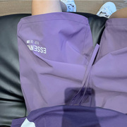 hiphop紫色裤子男夏季美式复古速干工装短裤，oversize直筒五六分裤