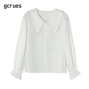 gcrues精致白色衬衫2024年早春韩版宽松灯笼袖设计感薄款上衣