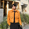 秋季韩版设计感鹿皮绒铆钉，装饰短款小众，夹克外套男时尚洋气上衣潮