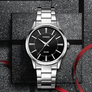 casio卡西欧手表，男黑暗之心钢铁商务，简约皮带钢带表mtp-1303d-1a